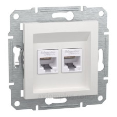 Комп'ютерна розетка RJ45 подвійна UTP cat.6 Schneider Electric Asfora без рамки біла (EPH4870121)