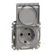 Розетка Schneider Electric Sedna Design & Elements з заземленням шторками та кришкою алюміній SDD113024