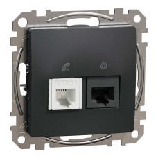 Розетка Schneider Sedna Design чорна комп'ютерна RJ45 Cat. 6 UTP + RJ11 ( SDD114468 )