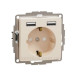 Розетка Schneider Electric Sedna Design & Elements з заземленням та 2 USB тип А бежева SDD112052