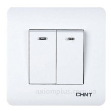 Прохідний вимикач 2-клавішний Chint NEW3 з LED-підсвіткою білий (715386)