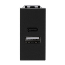 Розетка Zenit антрацит 1 мод. USB A+C 2,1A ( 2CLA218530N1801 )