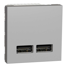 Розетка Schneider Unica NEW алюміній USB 2-на 2.1А ( NU341830 )