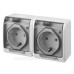 Розетка накладна 2-місна з кришкою димчаста Elektro-Plast Hermes IP44, 0325-01