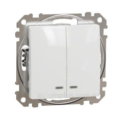 Двоклавішний вимикач Schneider Electric Sedna Design & Elements з підсвіткою білий SDD111105L