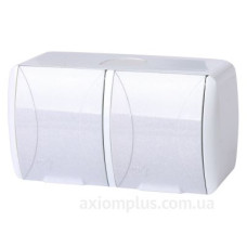 Подвійна розетка E.Next e.aqua.1232.gr з з/к IP54 кришка біла (s035057)