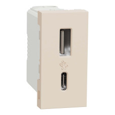 Розетка Schneider Unica NEW бежева USB тип A+C 12 Вт 1 мод ( NU301644 )