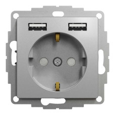 Розетка Schneider Sedna Design алюміній 1-на з заземленням + USB type A+A ( SDD113052 )