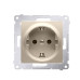 Одинарна електрична розетка Kontakt Simon Simon 54 Premium DGSZ1Z.01/44 із заземленням Schuko зі шторками (золото)