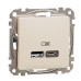 USB-розетка Schneider Electric Sedna Design & Elements A+C 2,4A бежева SDD112402