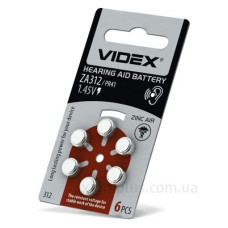 Повітряно-цинкова батарея Videx ZA312 (PR41) (ZA312 (PR41) B6) 6 шт