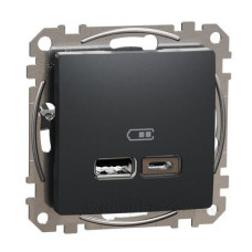USB-розетка Schneider Electric Sedna Design & Elements A+C 2,4A чорна SDD114402 USB-розетка Schneider Electric Sedna Design & Elements A+C 2,4A чорна SDD114402