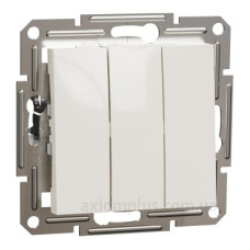 Вимикач трьохклавішний Schneider Electric Asfora без рамки кремовий (EPH2170123)