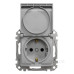 Розетка Schneider Electric Sedna Design & Elements з заземленням шторками та кришкою алюміній SDD113024