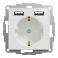 Розетка Schneider Sedna Design ​ біла 1-на з заземленням+ 2-а USB A+A без рамки ( SDD111052 )