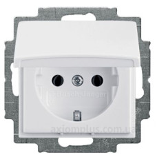 Розетка ABB Basic 55 20 EUK-94-507 із заземленням та кришкою (альпійський білий)