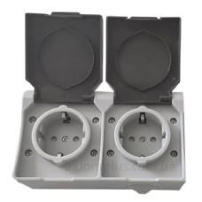 Розетка 2-місна TNSy SURFACE з заземленням та кришкою IP54 сірий (TNSy5000170)