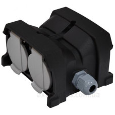 Розетка кабельна 4-місна ETI ERS-4CM 2Р+РЕ Schuko каучук IP44 чорна