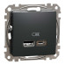 Розетка Schneider Sedna Design ​чорна 2-на USB A+C 45Вт без рамки ( SDD114404 )