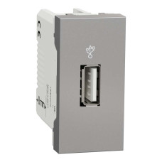 Розетка Schneider Unica NEW алюміній USB-коннектор 1 мод ( NU342930 )