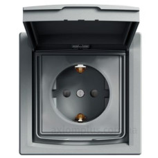 Розетка Schneider Electric Asfora EPH3100362 із заземленням та зі шторками (сталь)