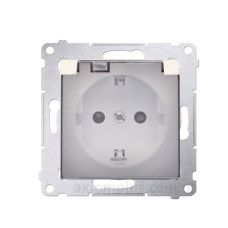 Електрична розетка Kontakt Simon Simon 54 Premium DGSZ1BZ.01/41A IP44 із заземленням шторками та прозорою кришкою (кремовий)