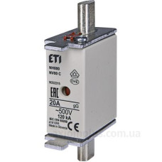 Запобіжник ETI 004181206 NH-000/gG 20A 500V KOMBI