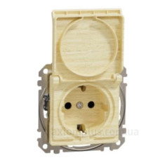 Розетка Schneider Electric Sedna Design & Elements з заземленням шторками та кришкою береза SDD180024