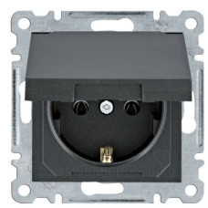 Розетка Hager WL1153 Lumina 16А/230В із з/к з кришкою (чорна)