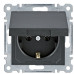 Розетка Hager WL1153 Lumina 16А/230В із з/к з кришкою (чорна)