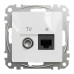 Розетка Schneider Sedna Design біла комп'ютерна RJ45 Cat.6 UTP + TV ( SDD111469T )