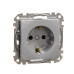 Розетка Schneider Electric Sedna Design & Elements з заземленням та шторками алюміній SDD113022