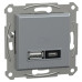USB розетка Schneider Electric Asfora EPH2700562 тип A+C, 21Вт 3A сталь