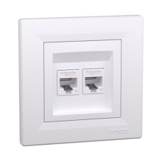 Розетка Schneider Asfora біла комп'ютерна RJ45 Cat.6 2-на з рамкою ( EPH4800121 )