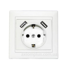 Розетка Elcor Emily 9215 (211594) із заземленням з 2 USB (білий)