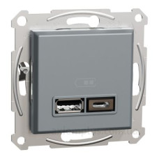USB розетка Schneider Electric Asfora EPH2700362 USB/Type-C 2,4А сталь USB розетка Schneider Electric Asfora EPH2700362 USB/Type-C 2,4А сталь