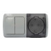 Вимикач EVA сірий 2кл + Розетка з заземленням з кришкою IP54 ( 554-011500-922 )