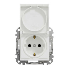 Розетка Schneider Sedna Design біла 1-на з заземленням з шторками з кришкою IP44 ( SDD211024 )
