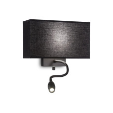 Бра, настінний світильник Ideal Lux 215709 Hotel E27+LED 1+1x60W+1.5W 3000K 50Lm IP20 чорний