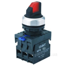 Перемикач Chint NP8-11XD/214 1NO+1NC AC 110В-230В 2 положення з підсвіткою з фіксацією червона IP65 (667150)