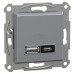 USB розетка Schneider Electric Asfora EPH2700562 тип A+C, 21Вт 3A сталь