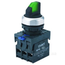 Перемикач Chint NP8-11XD/213 1NO+1NC AC 110В-230В 2 положення з підсвіткою з фіксацією зелена IP65 (667149)