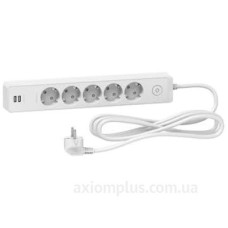 Подовжувач Schneider Electric ST945U3W на 5 гнізд та 2хUSB (3м) білий Подовжувач Schneider Electric ST945U3W на 5 гнізд та 2хUSB (3м) білий