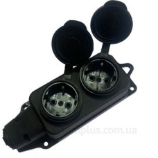 Двомісна колодка ElectrO S02DW2 2P+PE 16A 250В з захисними кришками з/к IP44