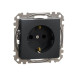 Розетка Schneider Electric Sedna Design & Elements з заземленням та шторками чорна SDD114022
