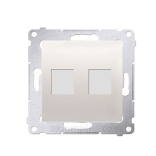 Пряма інформаційна розетка Kontakt Simon Simon 54 Premium DKP2.01/41 під 2xRJ45 Keystone із супортом (кремовий)