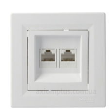 Розетка комп'ютерна RJ45 кат.6 UTP подвійна біла Asfora, EPH4800121