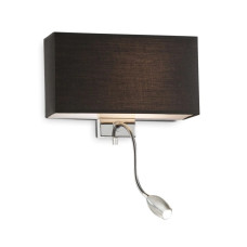 Бра, настінний світильник Ideal Lux 35956 Hotel E27+LED 1+1x60W+1.5W 3000K 50Lm IP20 чорний