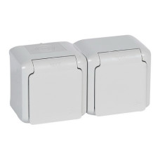 Розетка Forix біла 2-на з заземленням з шторками IP44 ( 782374 )