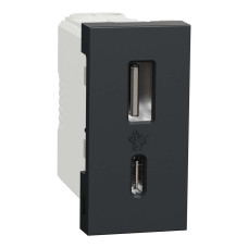 Розетка Schneider Unica NEW антрацит USB тип A+C 12 Вт 1 мод ( NU301654 )